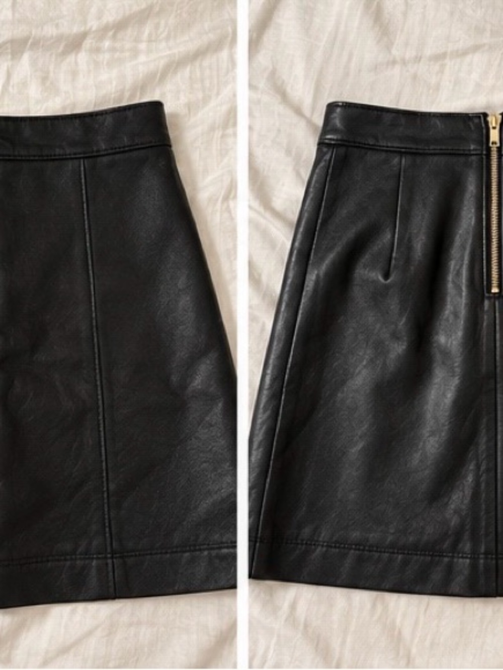 J.Crew Mercantile Black Leather-Look A-Line Skirt